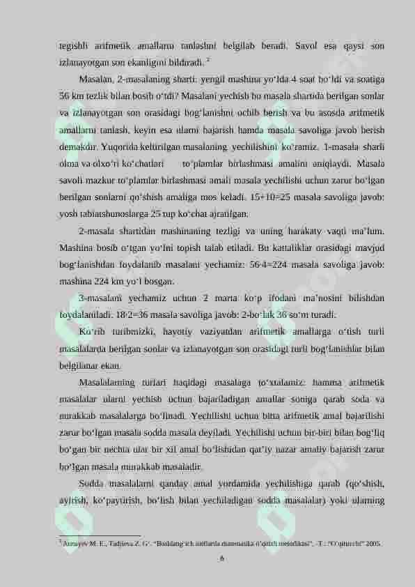 Boshlang'ich sinf o'quvchilariga jadvallar yordamida berilgan topshiriqlarni yechishga o'rgatish metodikasi (4-sinf misolida) 6