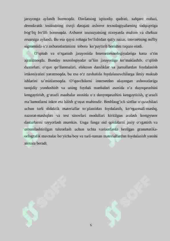 Boshlang‘ich  sinf ona tili darslarida tеxnika vositalaridan (media manbalardan)  foydalanish 6