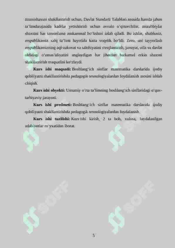 3-4- sinflarda matematikadan masala yechimini tekshirish asosida o‘quvchilarni ijodiy ishlashga o‘rgatish metodikasi 5