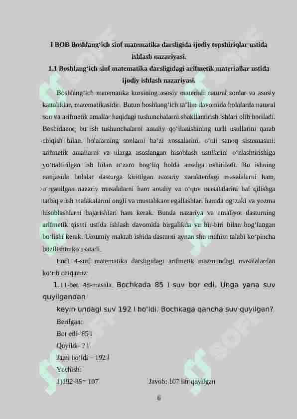 3-4- sinflarda matematikadan masala yechimini tekshirish asosida o‘quvchilarni ijodiy ishlashga o‘rgatish metodikasi 6