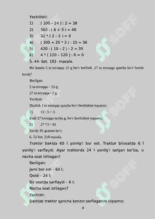 3-4- sinflarda matematikadan masala yechimini tekshirish asosida o‘quvchilarni ijodiy ishlashga o‘rgatish metodikasi 8