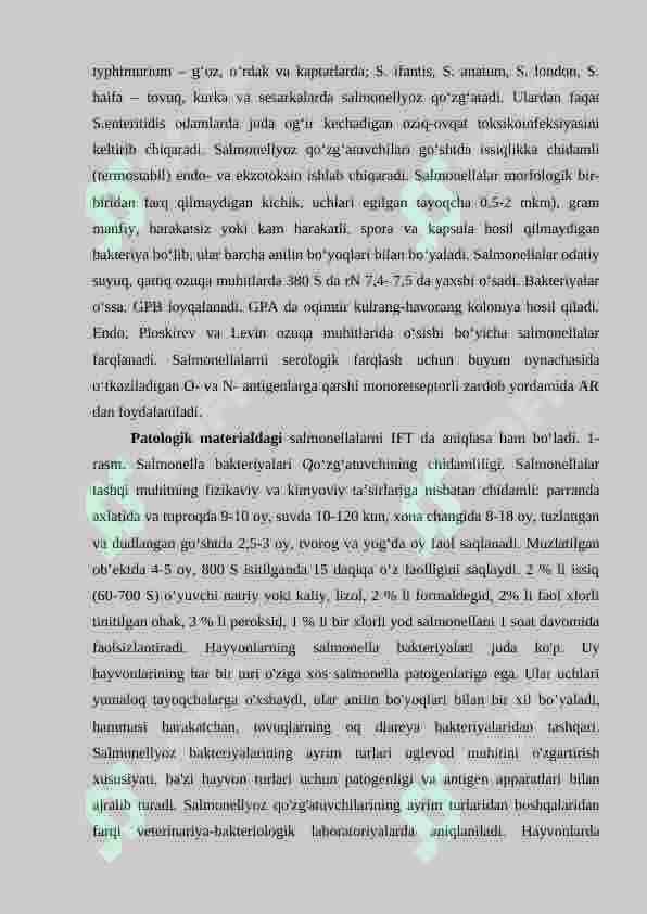Yovvoyi va mo‘ynali hayvonlarda salmonellyoz bilan kasallangan hayvonlarga diagnoz qo‘yish, davolash va oldini olishning ilmiy asoslari 2