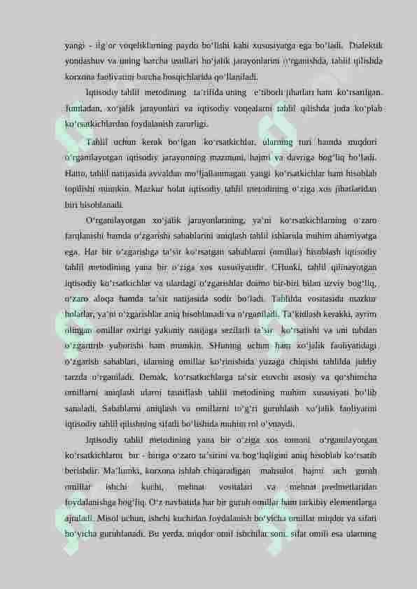 Iqtisodiy tahlilning metodi va unda qo’llaniladigan an’anaviy usullar 2