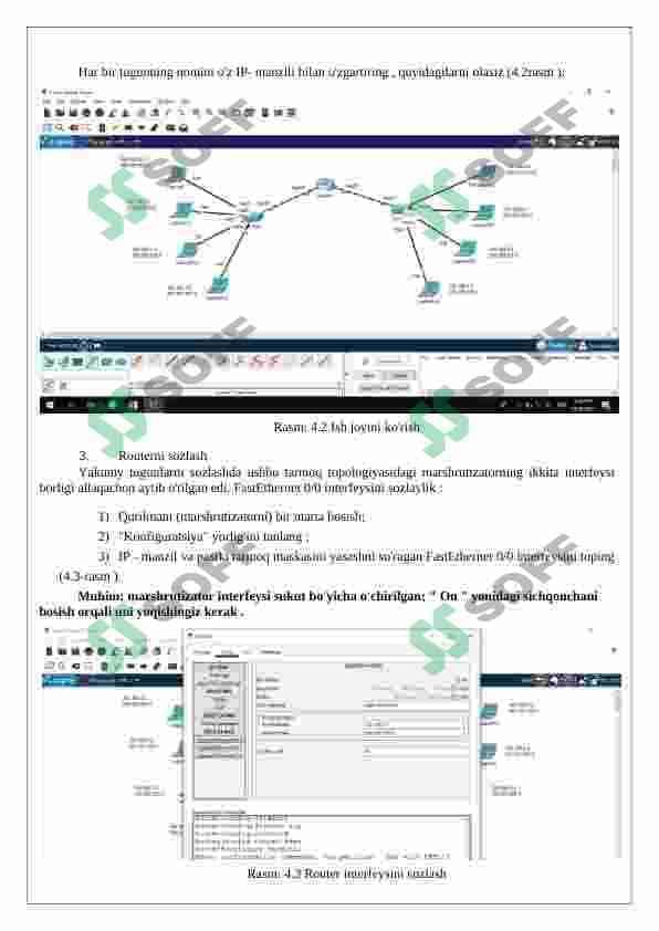CISCO PACKET TRACER DASTURIDA KICHIK O`LCHAMLI VA  KATTA O`LCHAMLI KORPORATIV TARMOG`INI LOYIHALASH 4