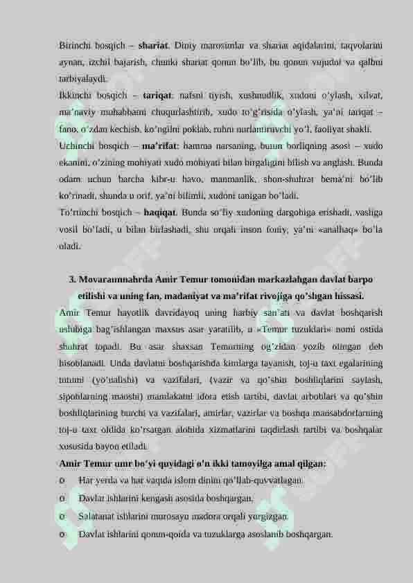 XIV-asrning ikkinchi yarmi va XVI asrda movaraunnahrda tarbiya, maktab va  pedagogik fikrlar rivoji. 2