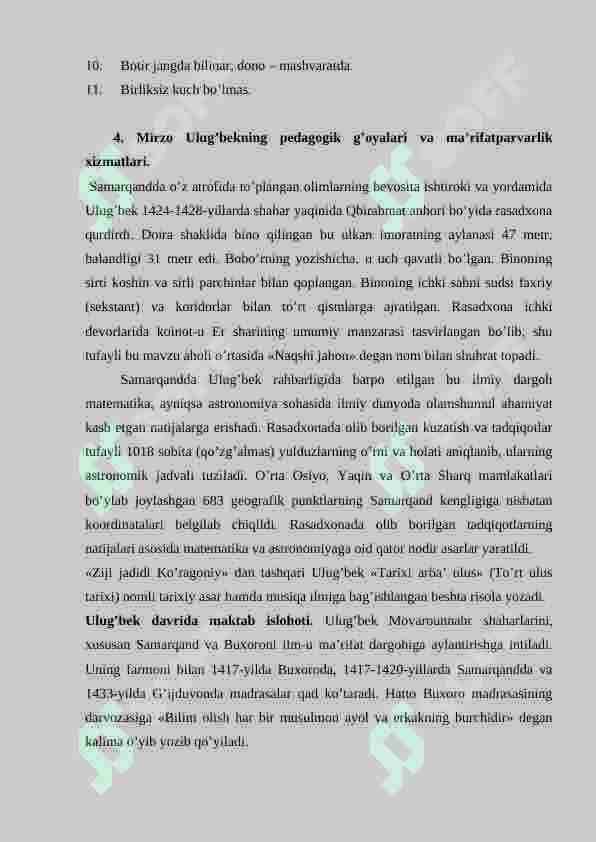 XIV-asrning ikkinchi yarmi va XVI asrda movaraunnahrda tarbiya, maktab va  pedagogik fikrlar rivoji. 4