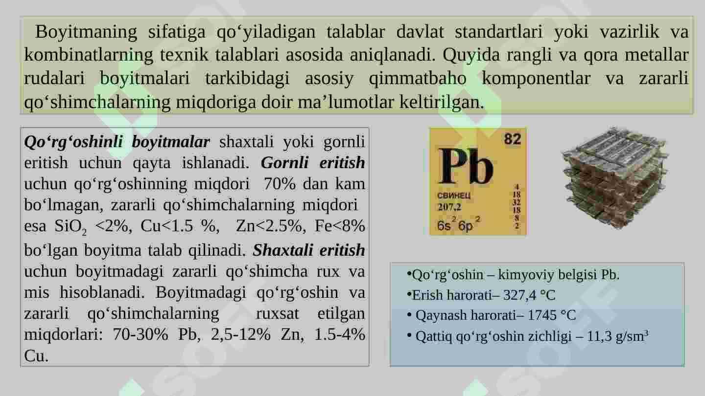 Konsentrat sifatiga qo'yiladigan talablar 2