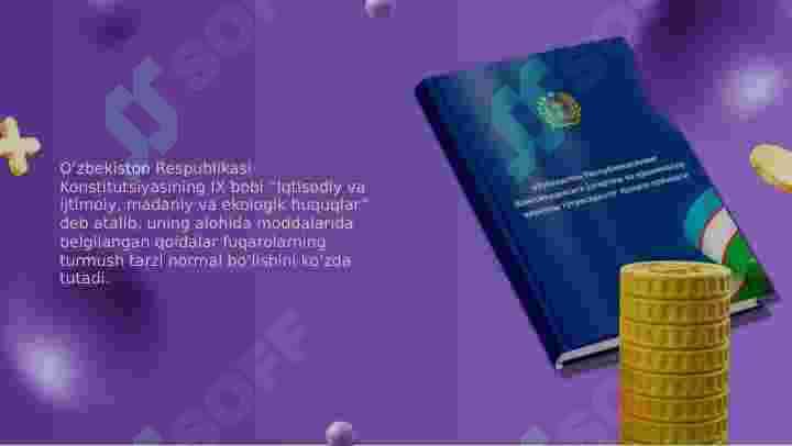O‘ZBEKISTON RESPUBLIKASI FUQAROLARINING IQTISODIY, IJTIMOIY, MADANIY VA EKOLOGIK HUQUQLAR. 6