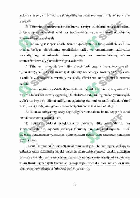 Taʼlim yoʻnalishidagi davlat qonunlari dasturlarini koʻrsatmalarini oʻrganish 3