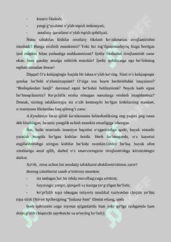 Noodatiy fikrlash asoslari (qutichadan tashqarida fikrash) 4