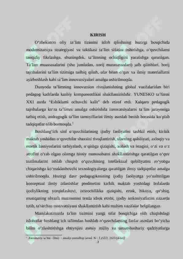 Boshlang‘ich 4-sinflarda matеmatikadan matnli masalalar yechishga o‘rgatish o‘quvchilar kreativ fikrlashlarini shakllantiruvchi omil sifatida 3