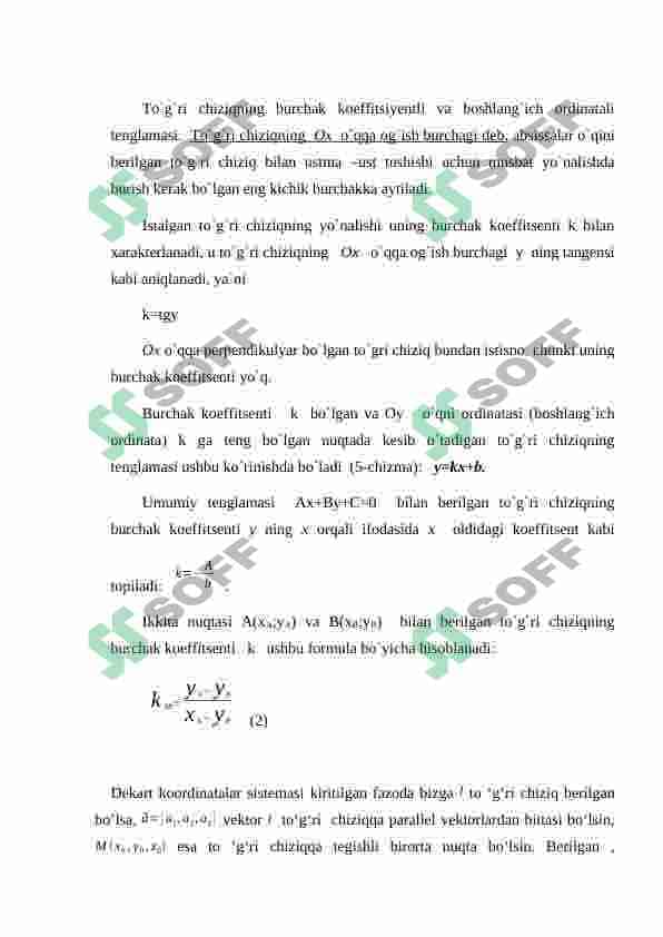Fazoda to‘g‘ri chiziq tenglamalari. 4
