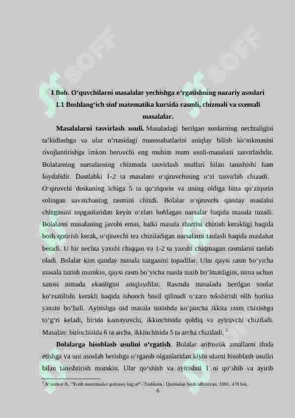 Boshlang‘ich 1-sinflarda matеmatikadan  rasm, sxema, chizma shaklida berilgan topshiriqlar va ularni yechishga o‘rgatish metodikasi. 6