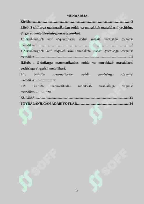 Uchinchi sinfda matematikadan sodda masalalar va ularni yechishga o`rgatish metodikasi 2