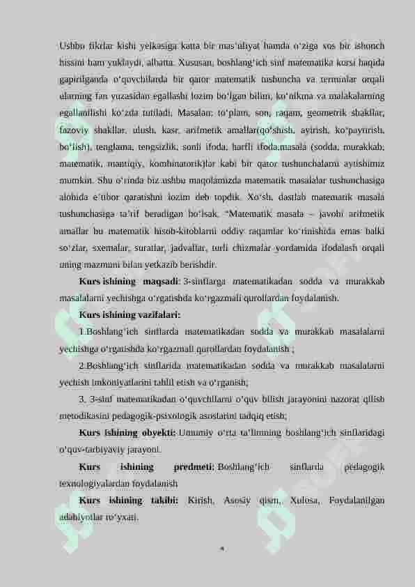 Uchinchi sinfda matematikadan sodda masalalar va ularni yechishga o`rgatish metodikasi 4