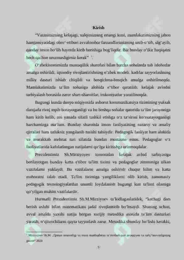 Boshlang‘ich sinflarda matematikadan amaliy ishlar va ularni tashkil qilish metodikasi.(1-sinf misolida) 3