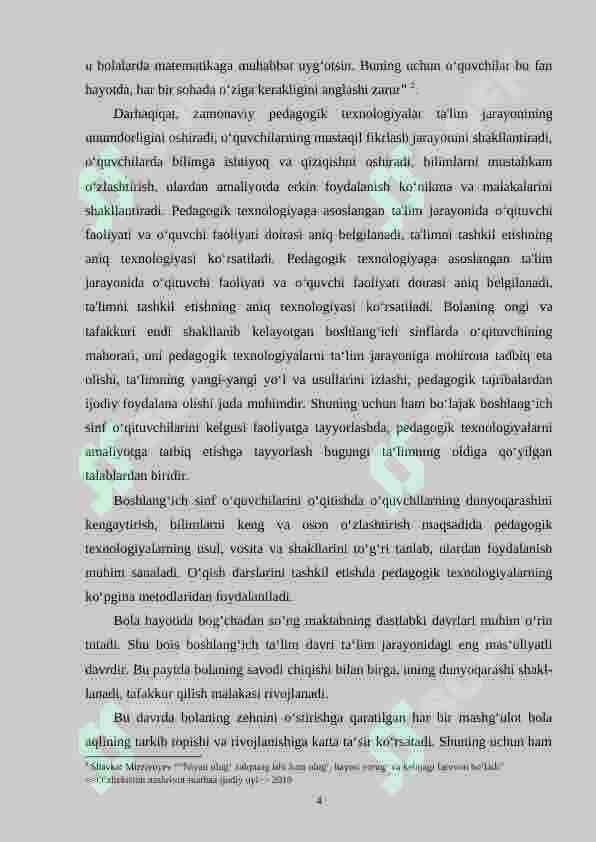 Boshlang‘ich sinflarda matematikadan amaliy ishlar va ularni tashkil qilish metodikasi.(1-sinf misolida) 4