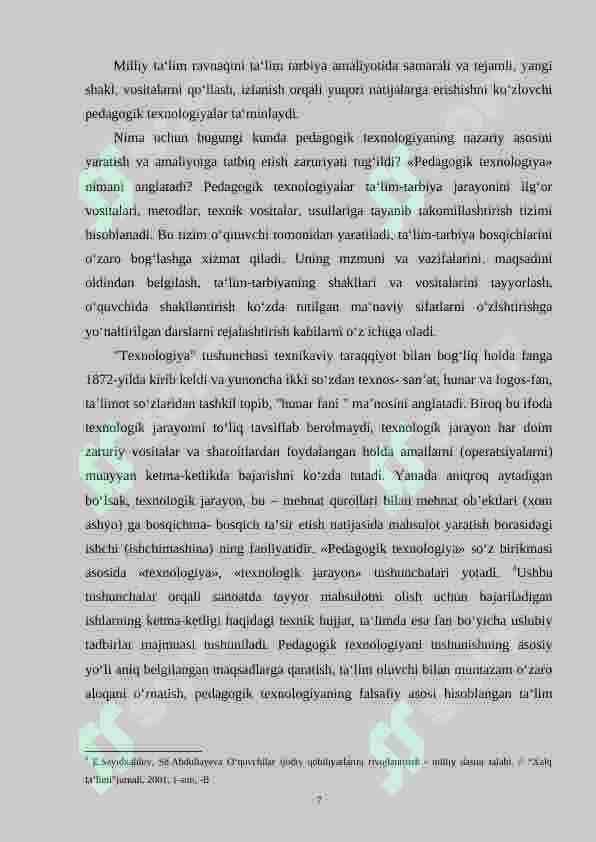 Boshlang‘ich sinflarda matematikadan amaliy ishlar va ularni tashkil qilish metodikasi.(1-sinf misolida) 7