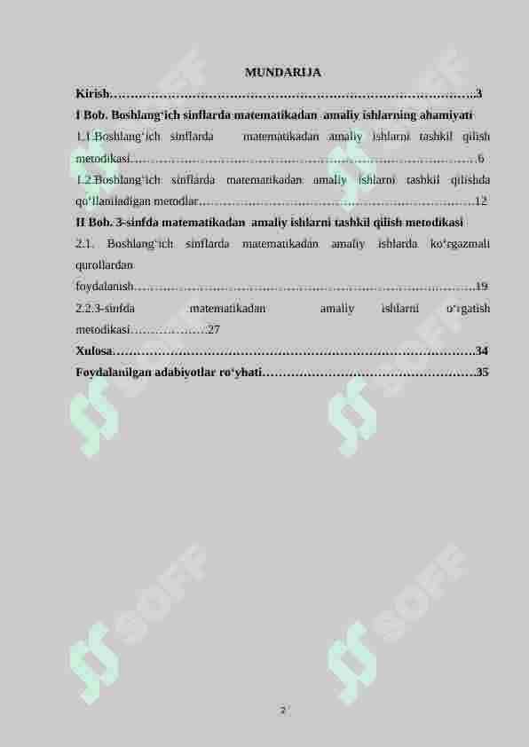 Boshlang‘ich sinflarda matematikadan amaliy ishlar va ularni tashkil qilish metodikasi.(3-sinf misolida) 2