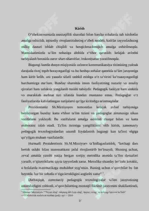 Boshlang‘ich sinflarda matematikadan amaliy ishlar va ularni tashkil qilish metodikasi.(3-sinf misolida) 3