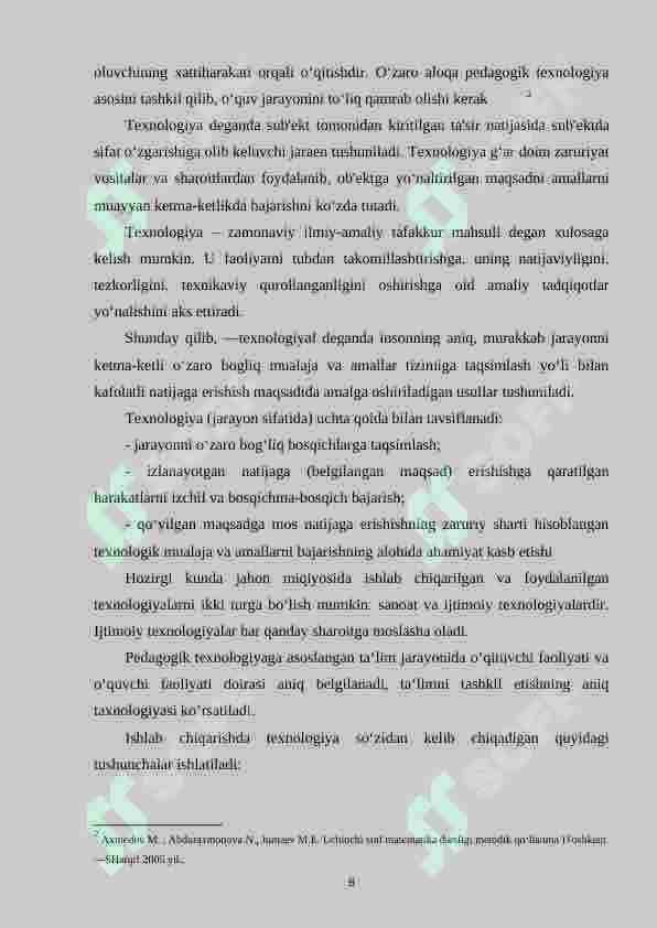 Boshlang‘ich sinflarda matematikadan amaliy ishlar va ularni tashkil qilish metodikasi.(3-sinf misolida) 8