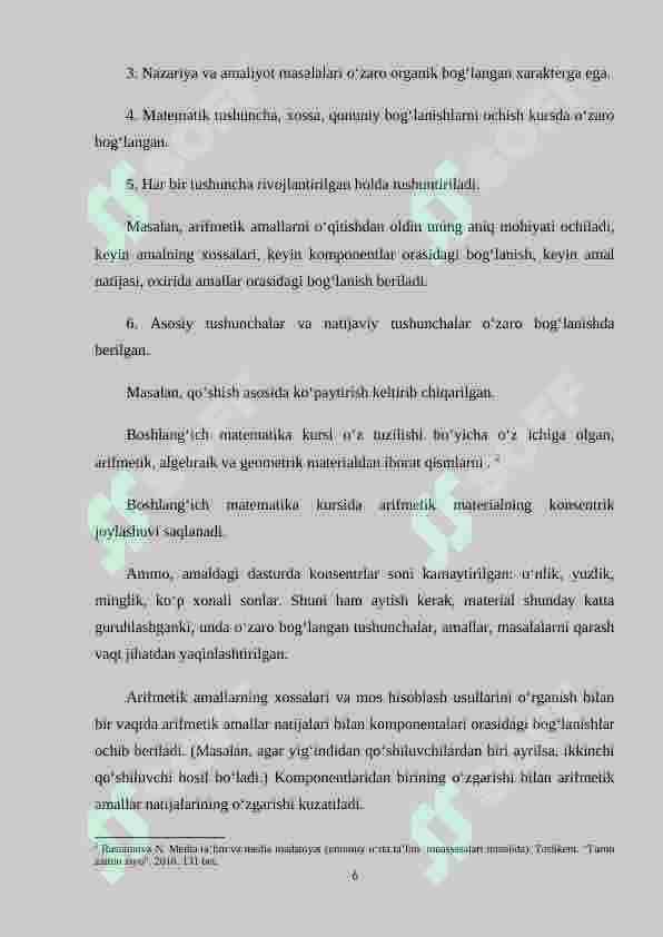 Boshlang‘ich sinflarda matematika o`qitishning psixologik asoslarini o`rganish metodikasi 6