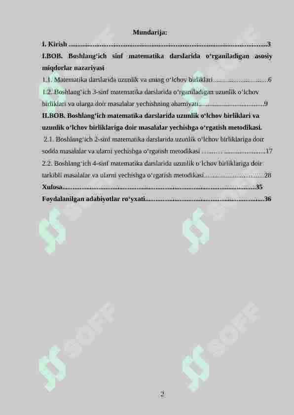 Uzunlik o`lchovlarining nazariy asosi va uni o`rganish metodikasi. (1-4 sinf misolida) 2
