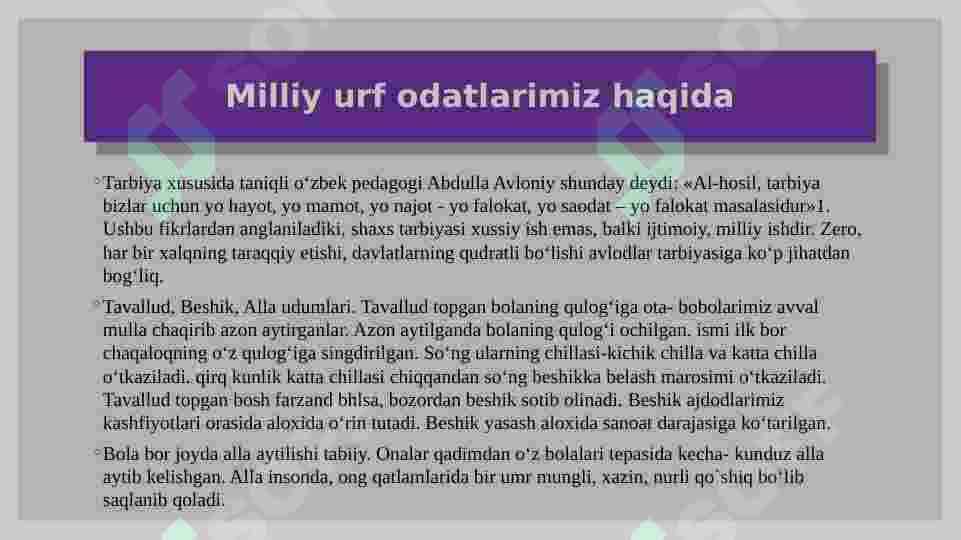 Milliy urf-odatlar, an’analar va udumlarning ahamiyati va tarbiyaviy kuchi 4