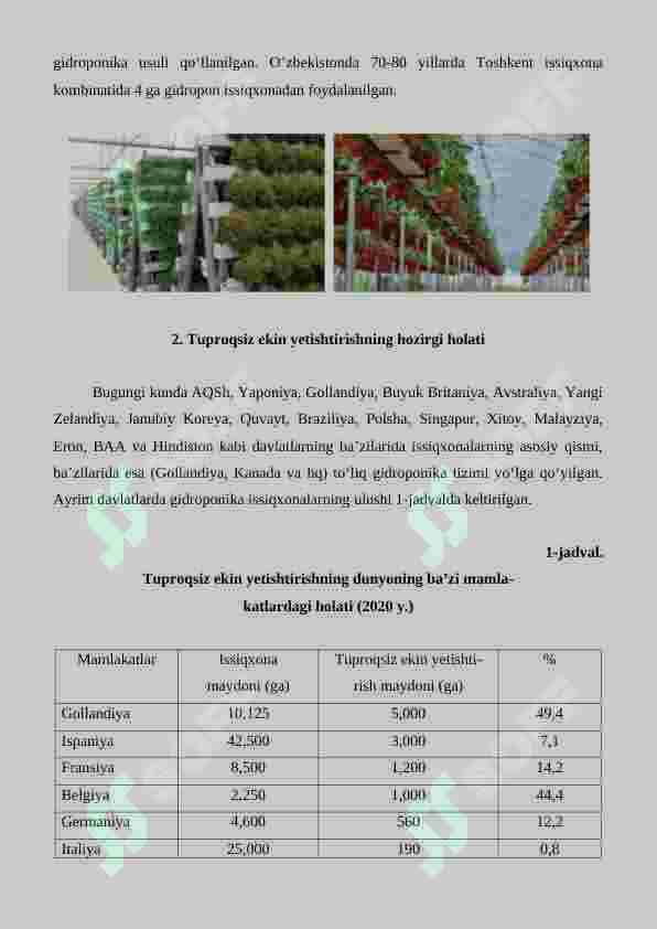 Gidropon issiqxonalar va ularning tuzilishi 2