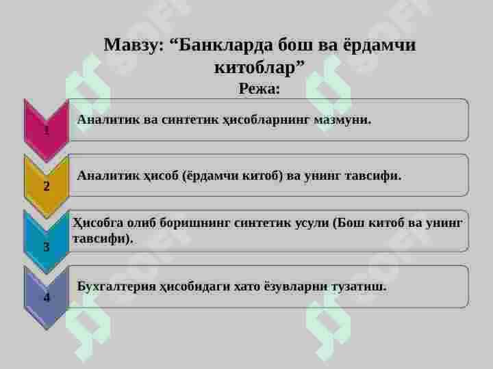 Banklarda bosh va yordamchi kitoblar 2