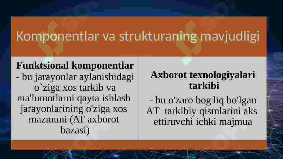 Axborot tеxnologiyalari infratuzilmasining  komponеntlari. 8