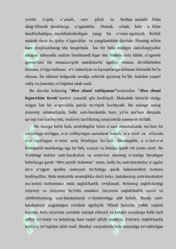 KICHIK MAKTAB YOSHIDA PSIXIK RIVOJLANISH XUSUSIYATLARI 6