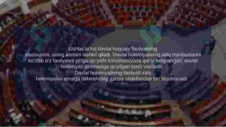 O‘ZBEKISTON KONSTITUTSIYASIDA DAVLAT HOKIMIYATINI AMALGA OSHIRISHGA DOIR NORMALAR. 5