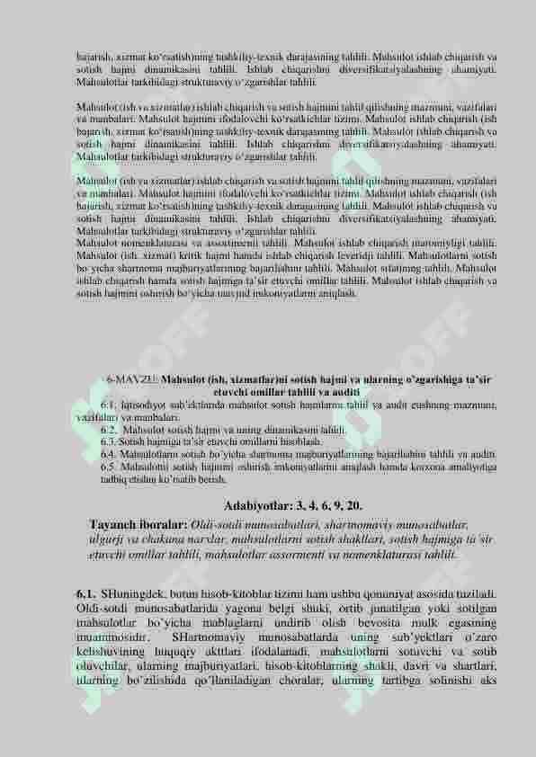 Xo'jalik yurutuvchi subyektlarning mahsulat ishlab chiqarish va sotish hajmini tahlili 7
