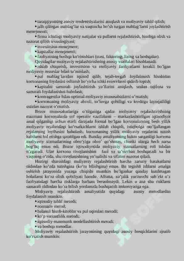 Moliyaviy rejalashtirish va tartibga solish 2