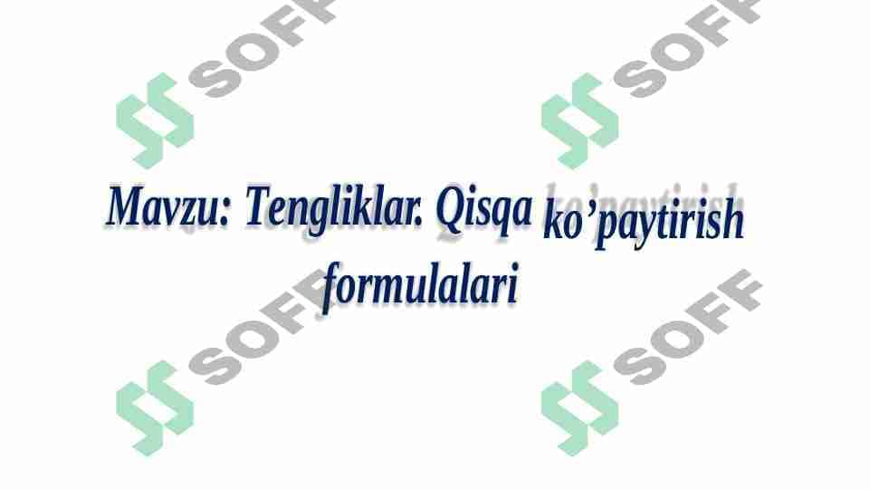 Tengliklar qisqa ko'paytirishlar