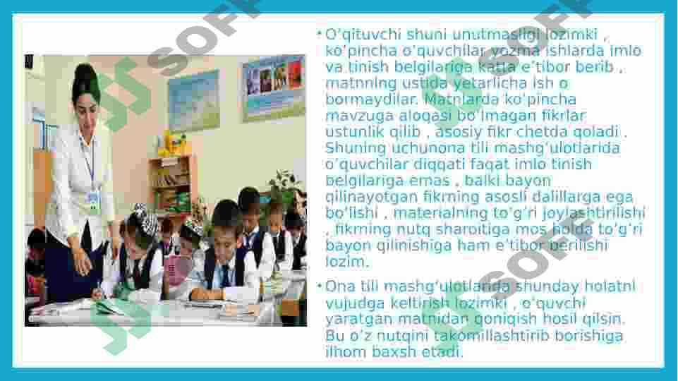 Ona tili darslarida o’quvchilarning yozma nutqini o’stirish 4