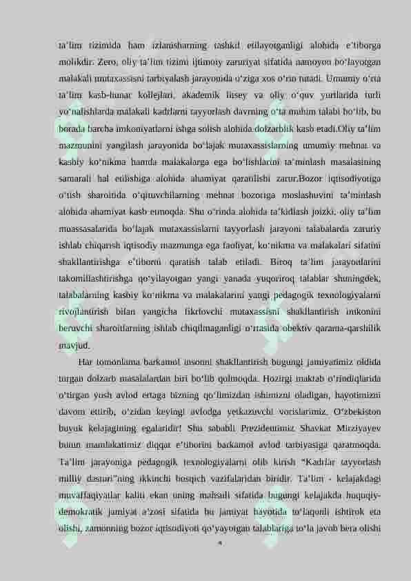 Algebraik mazmundagi masala va ularni o`rganish metodikasi. (1-4 sinf misolida) 4