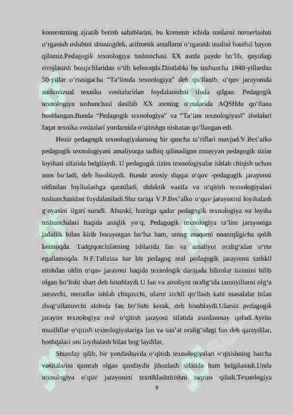 Algebraik mazmundagi masala va ularni o`rganish metodikasi. (1-4 sinf misolida) 8