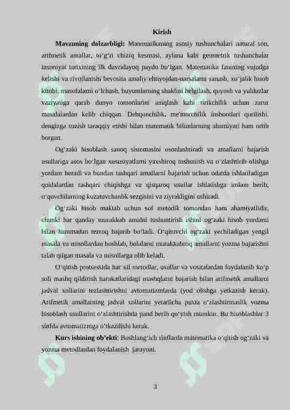 Boshlang‘ich sinf o‘quvchilarining og‘zaki va yozma hisoblash malakalarini shakllantirish metodikasi 3