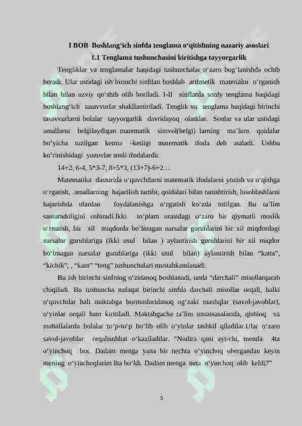 4-sinf o‘quvchilariga matematika darslarida tenglamalar  yechishga o‘rgatish metodikasi 5