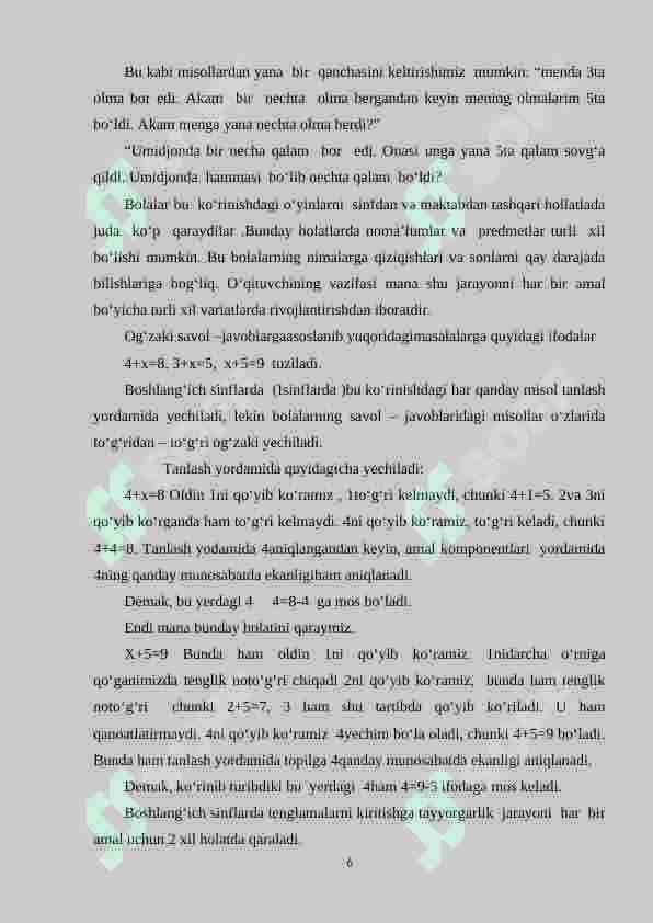 4-sinf o‘quvchilariga matematika darslarida tenglamalar  yechishga o‘rgatish metodikasi 6