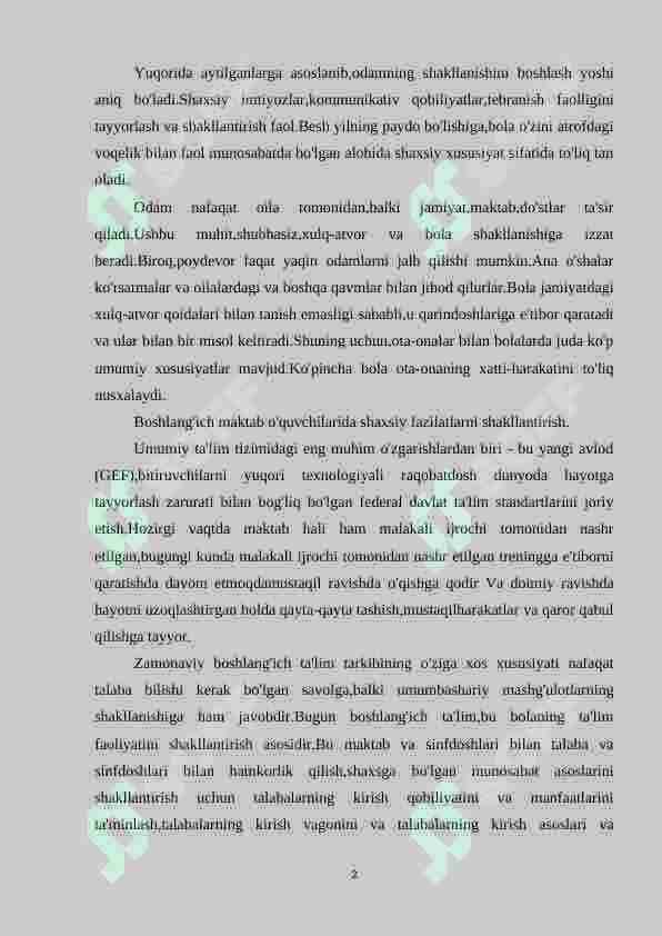 Boshlang’ich sinf o’quvchilarida ijobiy fazilatlarni shakllantirish mexanizmi 2