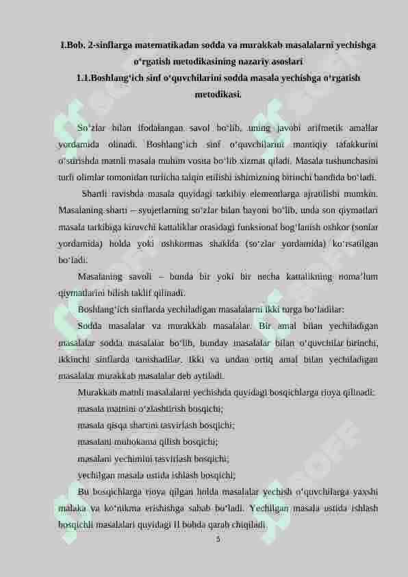 2-sinflarga matematikadan sodda va murakkab masalalarni yechishga o‘rgatish metodikasi 5