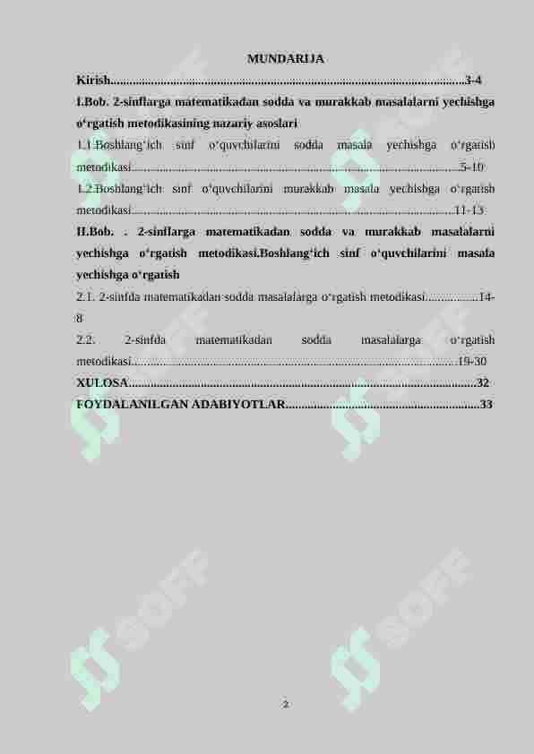 2-sinflarga matematikadan sodda va murakkab masalalarni yechishga o‘rgatish metodikasi 2