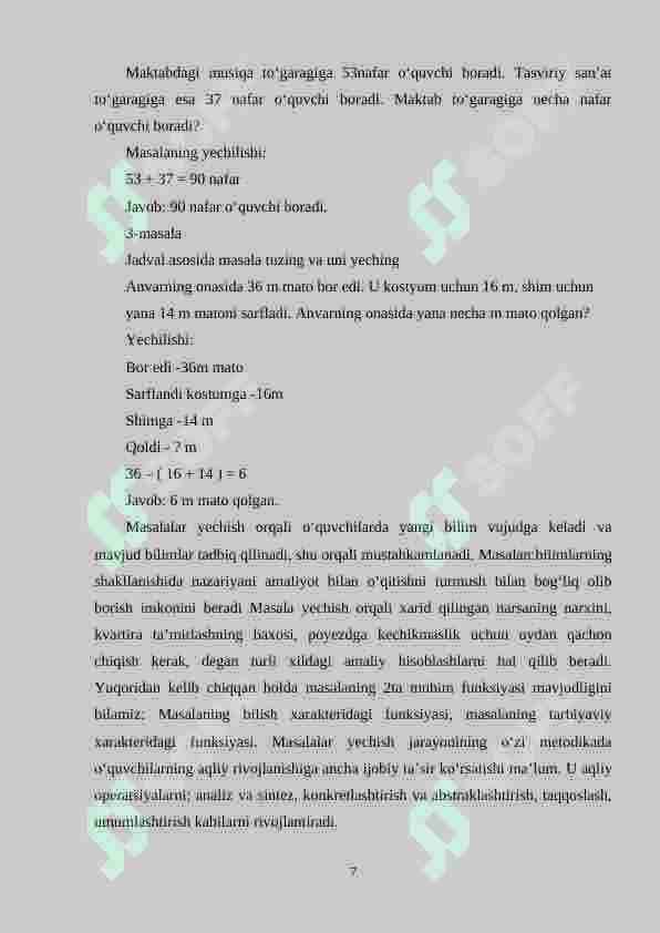 2-sinflarga matematikadan sodda va murakkab masalalarni yechishga o‘rgatish metodikasi 7