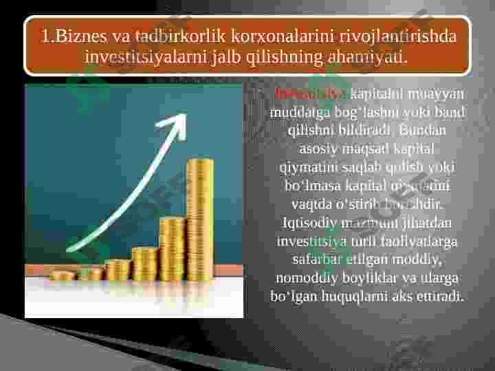 Mamlakatimizda biznesni investisiyalashning ustuvor yo‘nalishlari 3