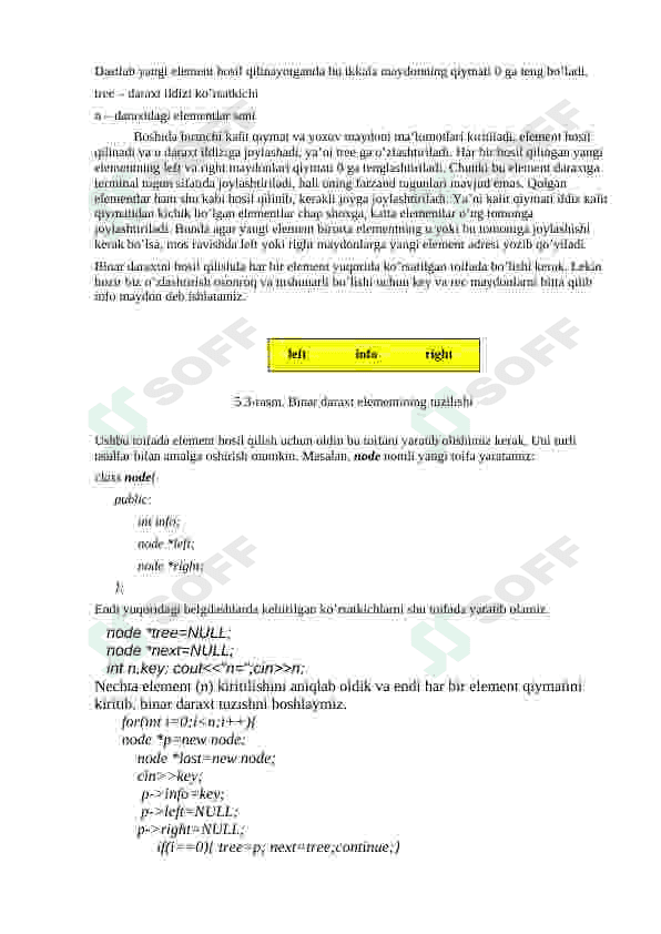 Muvozanatlangan binar daraxtlar ustidagi amallar. MERGE va SPLIT operatorlar to’plami. MERGE va SPLIT operatorli ma’lumotlarni apstrakt turlariga doir misollar. 3