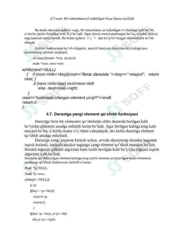 Muvozanatlangan binar daraxtlar ustidagi amallar. MERGE va SPLIT operatorlar to’plami. MERGE va SPLIT operatorli ma’lumotlarni apstrakt turlariga doir misollar. 7