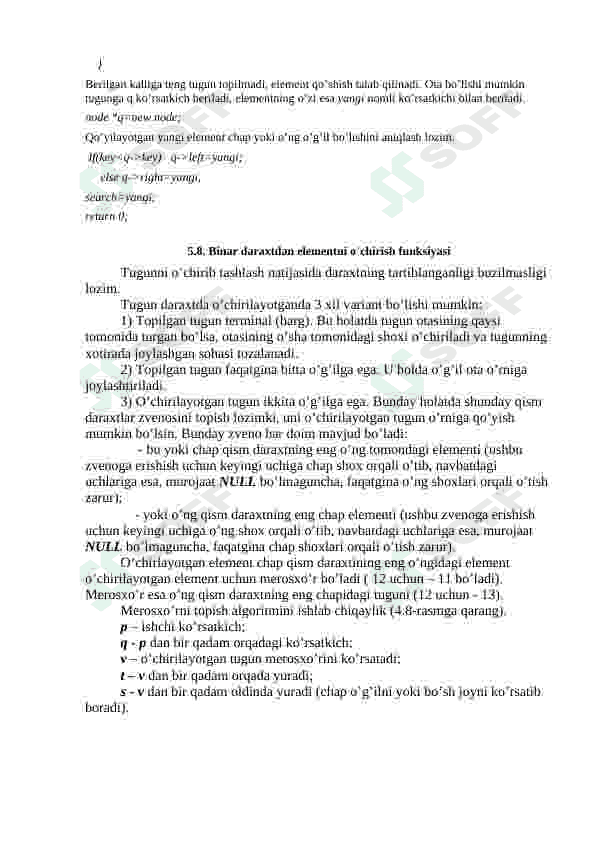Muvozanatlangan binar daraxtlar ustidagi amallar. MERGE va SPLIT operatorlar to’plami. MERGE va SPLIT operatorli ma’lumotlarni apstrakt turlariga doir misollar. 8